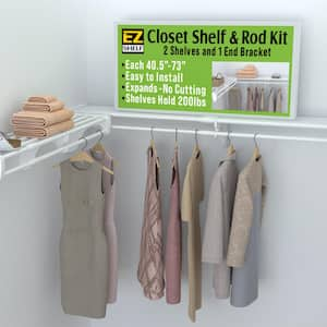 12 ft. Steel Closet Organizer Kit with 2-Expandable Shelf and Rod Units in Silver with End Bracket