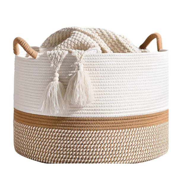 Large buy laundry and storage baskets, woven cotton rope blankets,