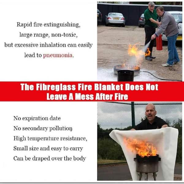 EKIEUDL - 3.3 x 3.3 ft. Fire Blankets Fiberglass Retardant, Flame Suppression Tool, Emergency Survival Kit Durable (4-Pack)
