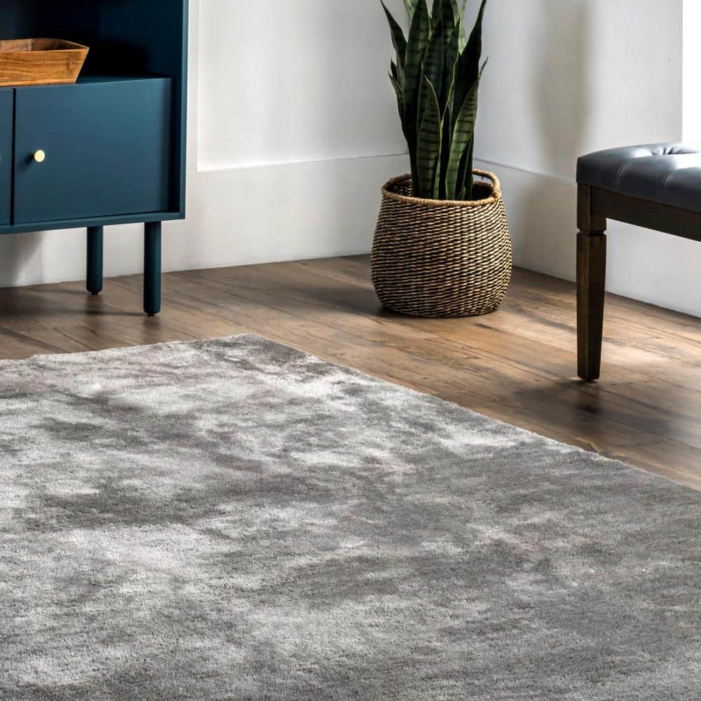 Gray 2' x 3' Machine Washable Shag Area Rug