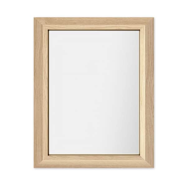 55 in. W x 32 in. H Rectangular Framed French Cleat Wall Mounted Tempered Bathroom Vanity Mirror in Light Yellow Wood