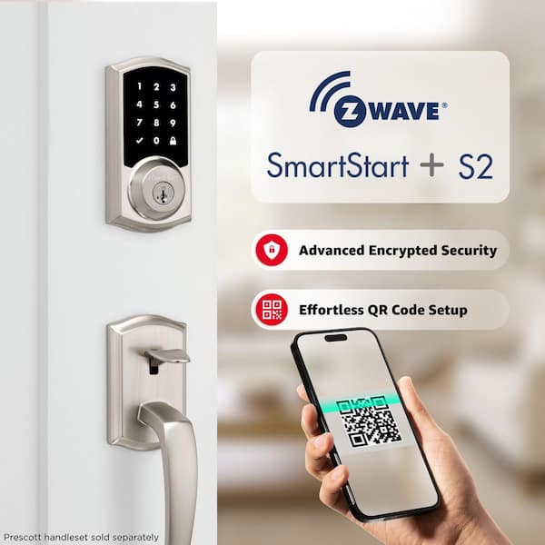 Kwikset HomeConnect 918 Satin Nickel Traditional Z-Wave Long Range