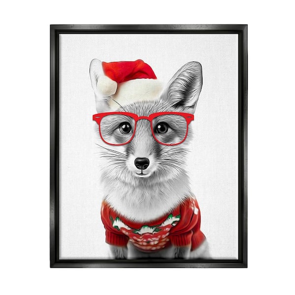 Stupell Industries Fox in Holiday Clothes by Annalisa Latella 1 Piece Floater Frame Graphic Print Animal Poster Art Print 31 in. x 25 in.