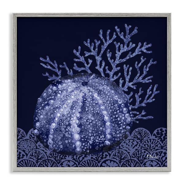 Stupell Industries Dark Sea Urchin by Paul Brent Gray Framed Coastal Giclee Art Print 12 in. x 12 in.