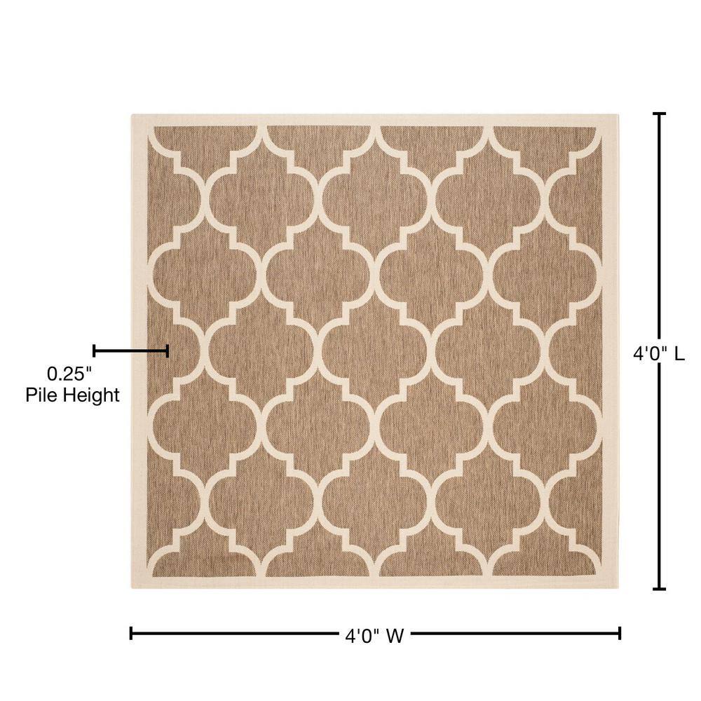 47'' Square Black & Bone Flat Woven Reversible Outdoor Rug