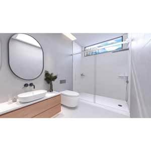 Winter White-Tetherow 60 in. x 32 in. x 99 in. Floor Ceiling Base Wall Door Alcove Shower Stall Kit Chrome Right