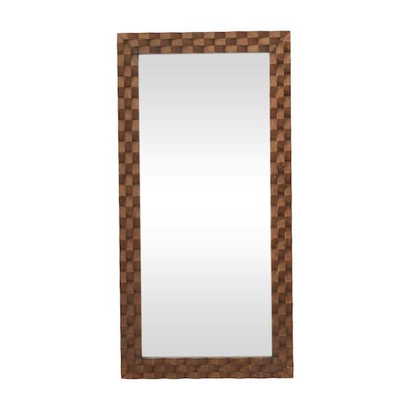 Litton Lane 48 in. x 24 in. Rectangle Framed Brown Wall Mirror