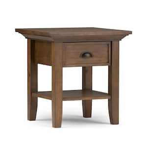 Redmond Solid Wood 19 in. Wide Square Transitional End Side Table in Rustic Natural Aged Brown