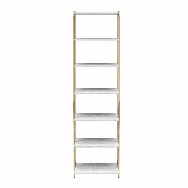 CosmoLiving by Cosmopolitan Gwyneth 24 in. W Wall Mount Adjustable Wood Closet System, White Marble
