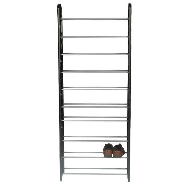 Boyel Living 60 H 30-Pair 10-Tier Black Metal Shoe Rack