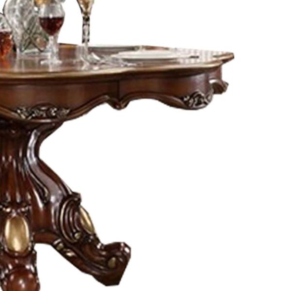 Acme Furniture Picardy Round Oak Wood 62 in. Pedestal Dining