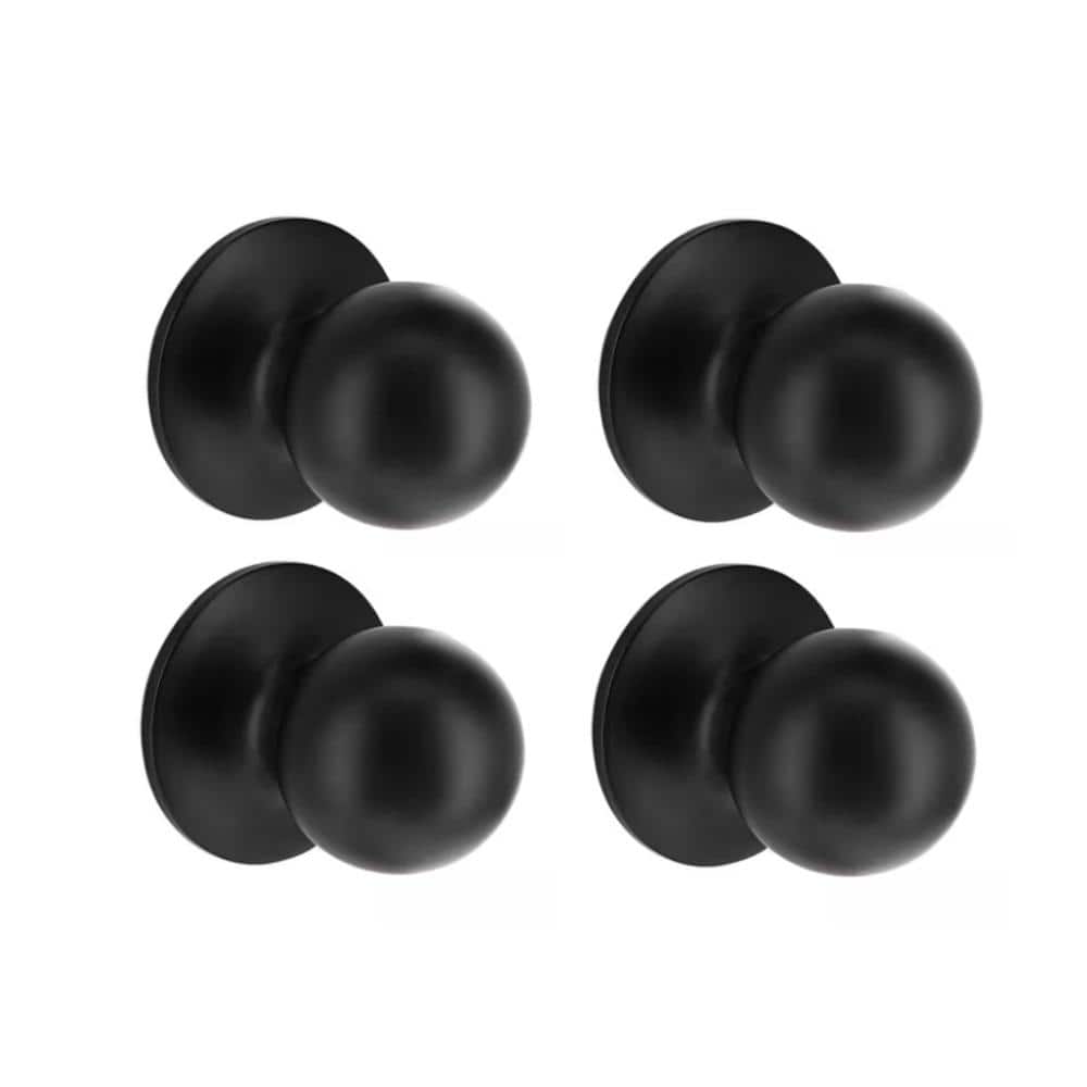 Saturn Matte Black Hall/Closet Door Knob (4-Pack)