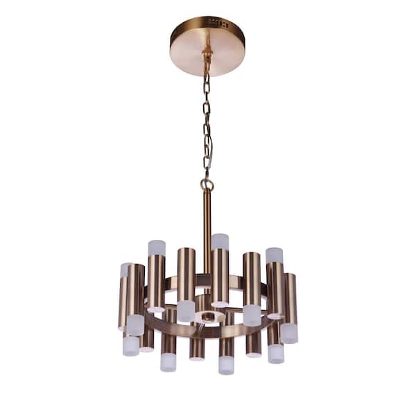 CRAFTMADE Simple Lux 16-Light Dimmable Integrated LED Satin Brass Finish Transitional Chandelier for Kitchen/Dining/Foyer