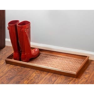 Double Circles Copper 30 in. x 13 in. Boot Tray for Boots, Shoes, Plants, Pet Bowls, and More