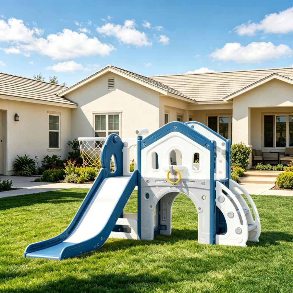 9 in 1 Toddler Slide for Kids, ASTM Certified HDPE Indoor Outdoor Freestanding Kids Slide w/ Anti-Slip Climbing Steps