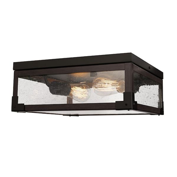 Globe Electric Williamsburg 2-Light Dark Bronze Flush Mount Light
