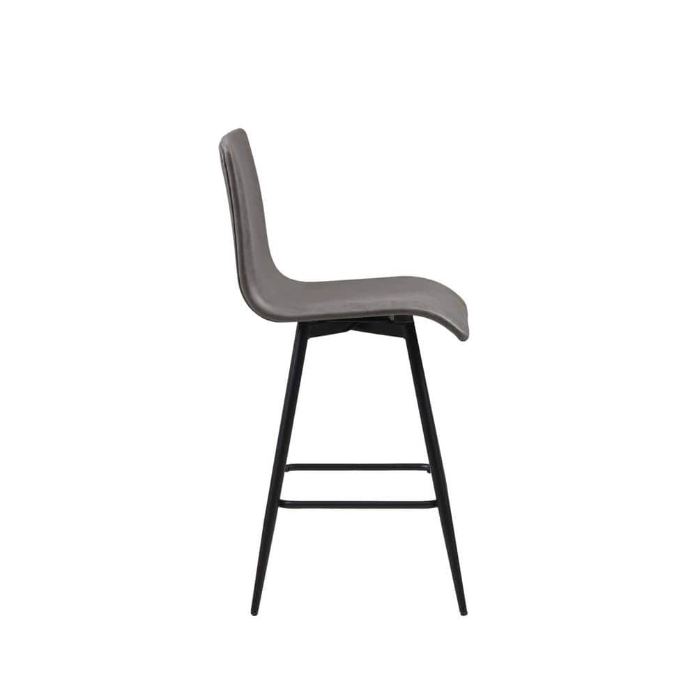 Black Faux Leather Swivel Counter Stool with Metal Base