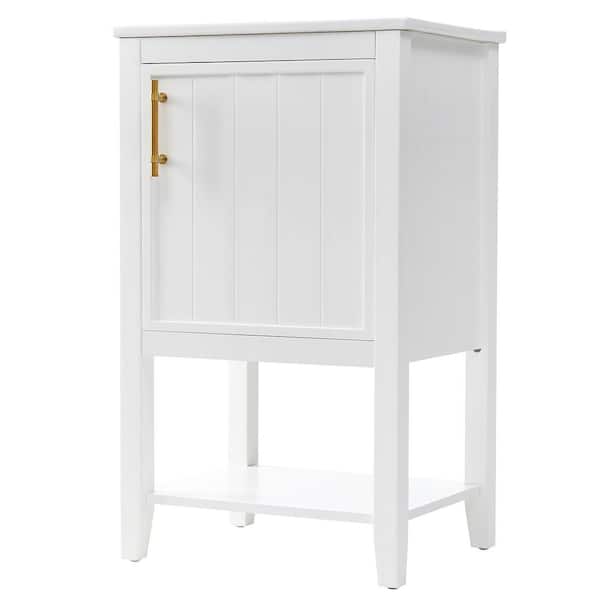 20 in. W x 15.5 in. D x 33.5 in. H Single Sink Bath Vanity in White with White Ceramic Top