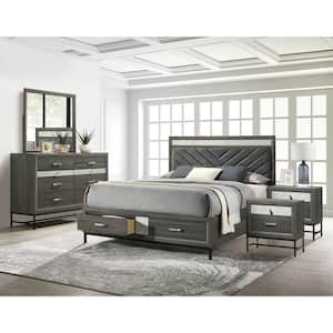 Vurenn 5-Piece Gray Engineered Wood King Bedroom Set