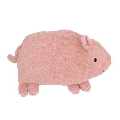 Plush Sherpa Pink Pig with 3D Ears & Dimensional Tail 5 in. L x 16.3 in. W Decorative Throw Pillow