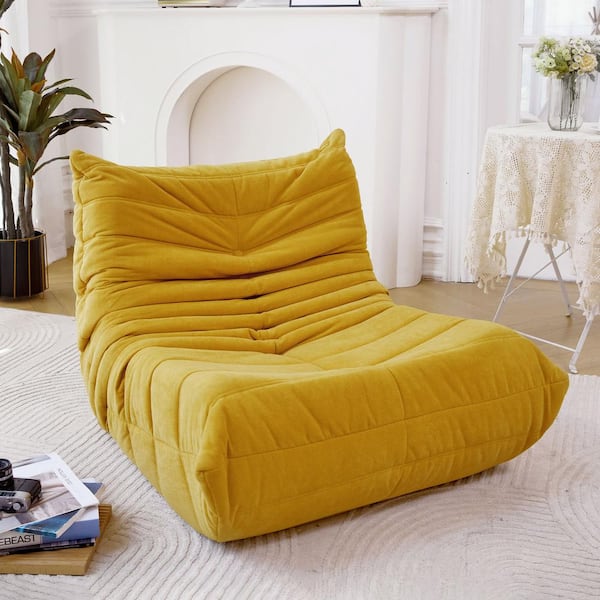 Dovelina Yellow Large Foam Single Sofa Chair Living Room Bean Bag