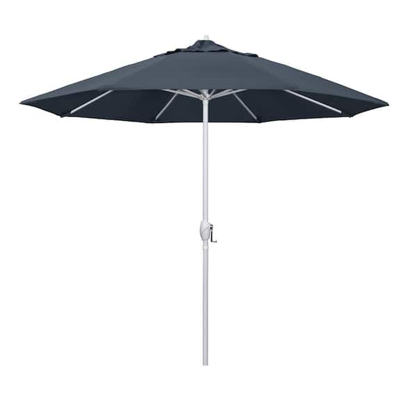 California Umbrella 9 ft. Matted White Aluminum Market Patio Umbrella Auto Tilt in Sapphire Pacifica