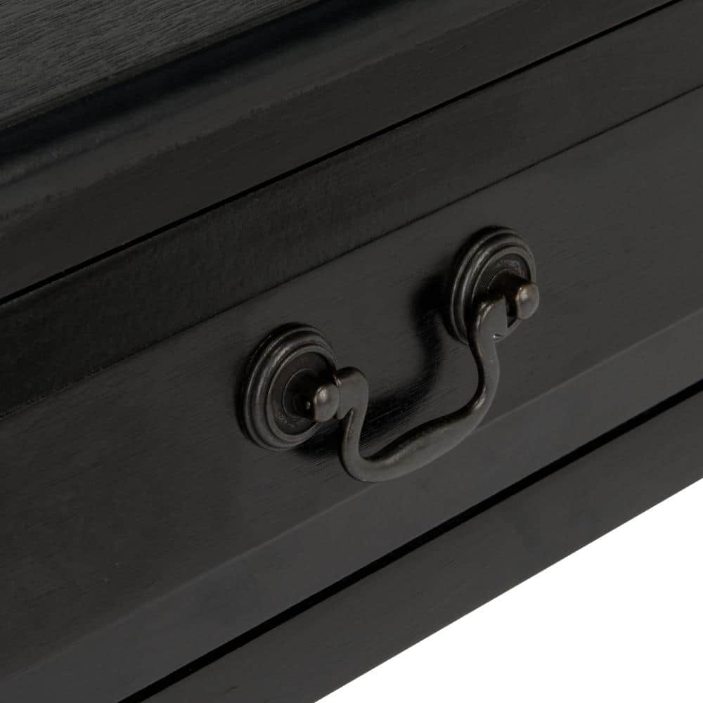 Whitney Black Wood Rectangular Accent Table with Storage