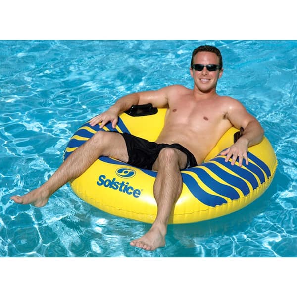 Swimline 48 in. Yellow/Blue Fun Swimming Pool River Rough Heavy-Duty Tube Floating