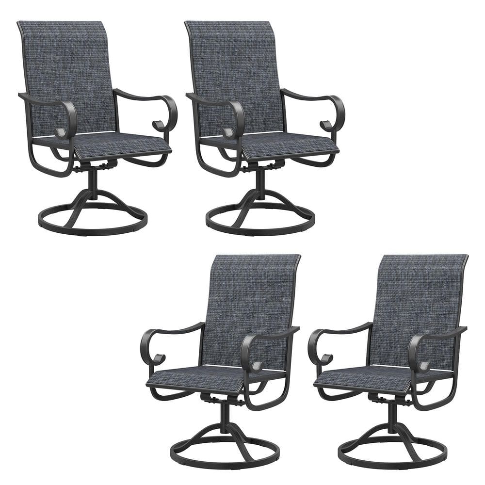 Outdoor Patio Swivel Dining Chairs Set of 4 with Rust-Resistant Metal Frame and Dark Gray Breathable Textilene Fabric price history on PriceWatchPro