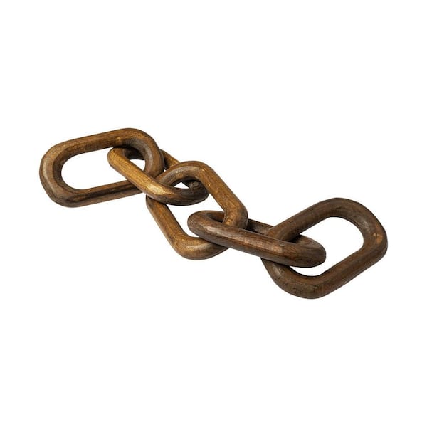 HomeRoots 5 in. Brown Wooden Chain Link Decor Piece