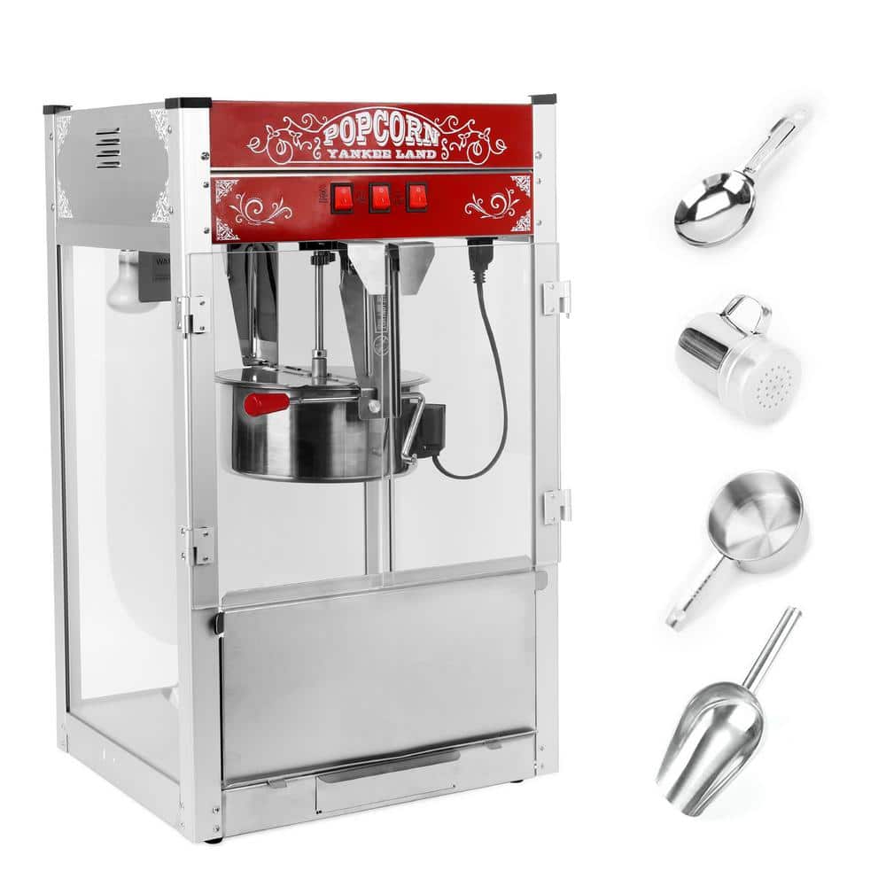 1500 W 16 oz. Red Countertop Popcorn Machine