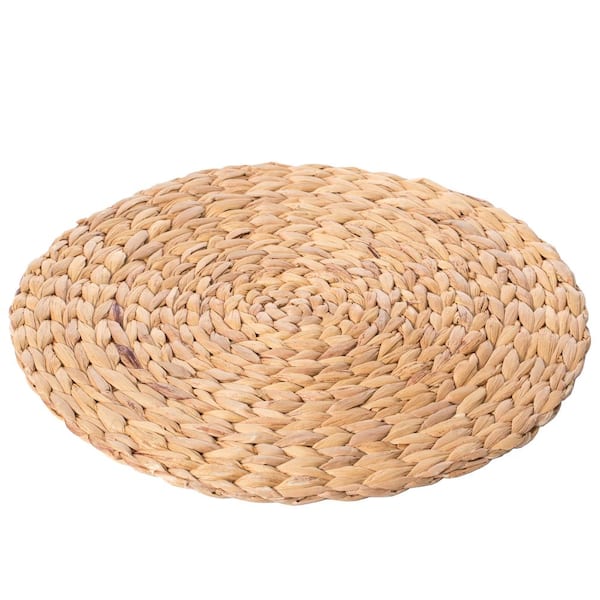 Vintiquewise 15 in. Brown Decorative Weave Water Hyacinth Round Mat Charger Plates for Dining Table