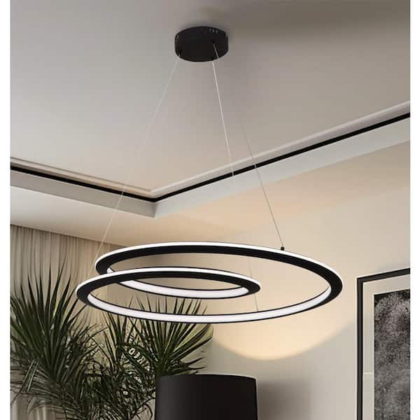 Infinite 100-Watt 1-Light Sand Black Spiral Integrated LED Pendant Light with White Silicone Shade