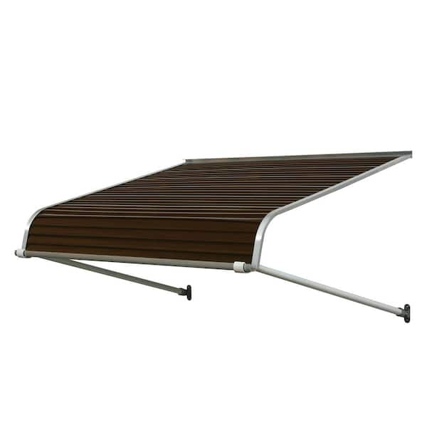 NuImage Awnings 4 ft. 1100 Series Door Canopy Aluminum Fixed Awning (21 in. H x 60 in. D) in Brown