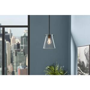 Weybrook 1-Light Matte Black Standard Mini-Pendant with Clear Glass Shade