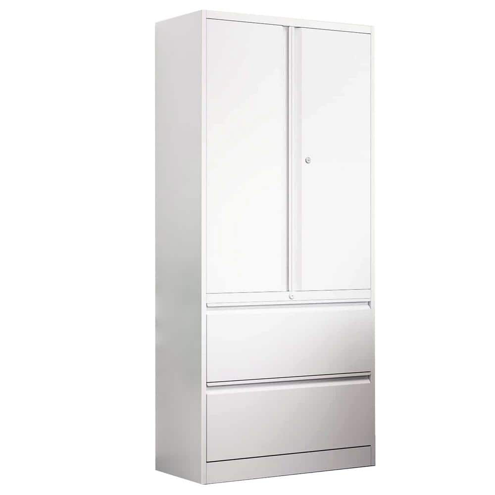 31.5 in. W x 70.87 in. H x 15.75 in. D 2 Adjustable Shelves Steel Garage Storage Freestanding Cabinet for in White price history on PriceWatchPro