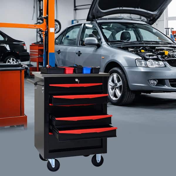 13.58 in. 6 Drawers Tool Cart w/ Wheels, Metal Rolling Tool Cabinets Storage for Garage Workshop Warehouse Repair Shop