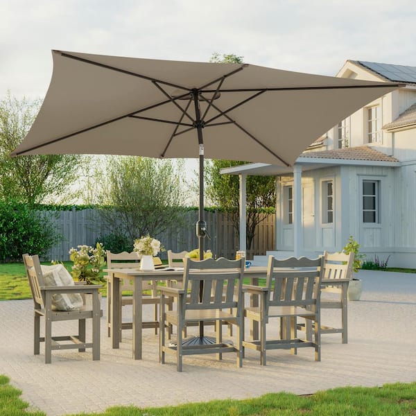 beach v patio umbrella 9.5FT Solar LED Light Outdoor Umbrella with Tilt Adjustment