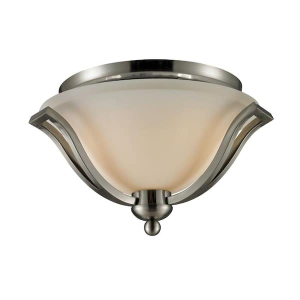 Unbranded Lawrence 2-Light Brushed Nickel Incandescent Ceiling Flush Mount