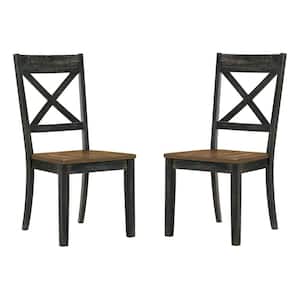 Beardsley Antique Oak and Antique Black Wood Dining Chair (Set of 2)