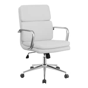 Ximena Faux Leather Standard Back Upholstered Office Chair in White with Arms