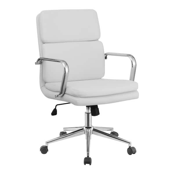 Coaster Ximena Faux Leather Standard Back Upholstered Office Chair in White with Arms