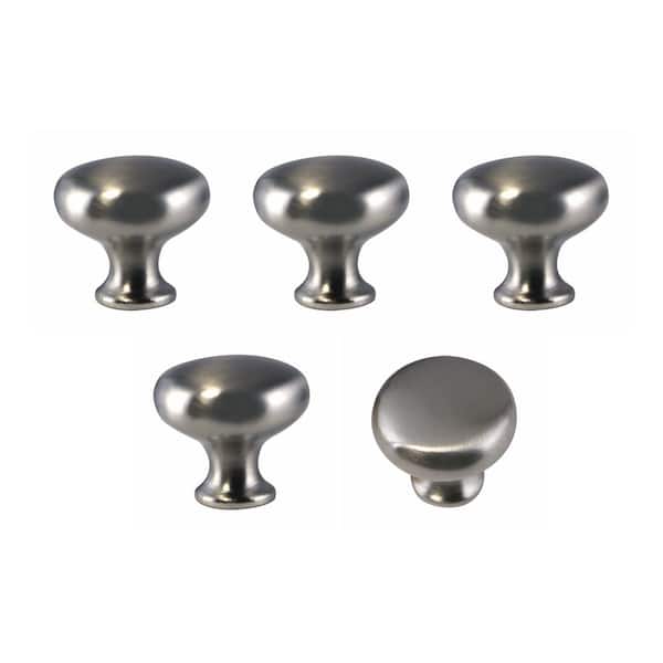 Design House Mushroom 1-1/4 in. Satin Nickel Cabinet Knob Value Pack(5-Pack)