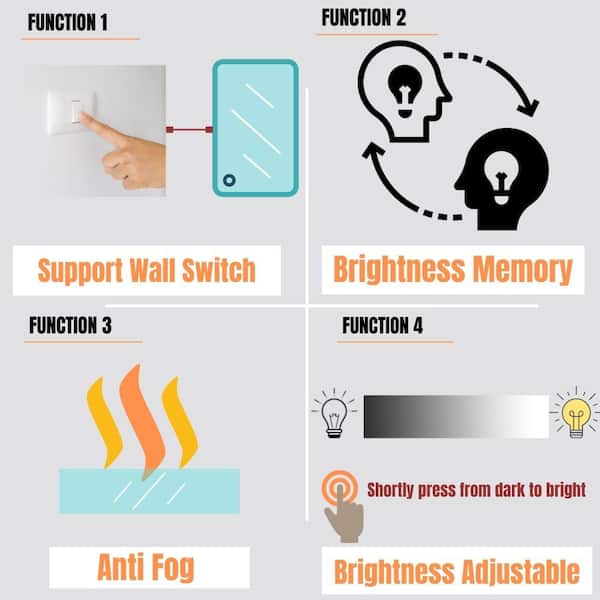 32 in. W x 24 in. H Large Rectangular Frameless LED Light Anti-Fog Wall Bathroom Vanity Mirror