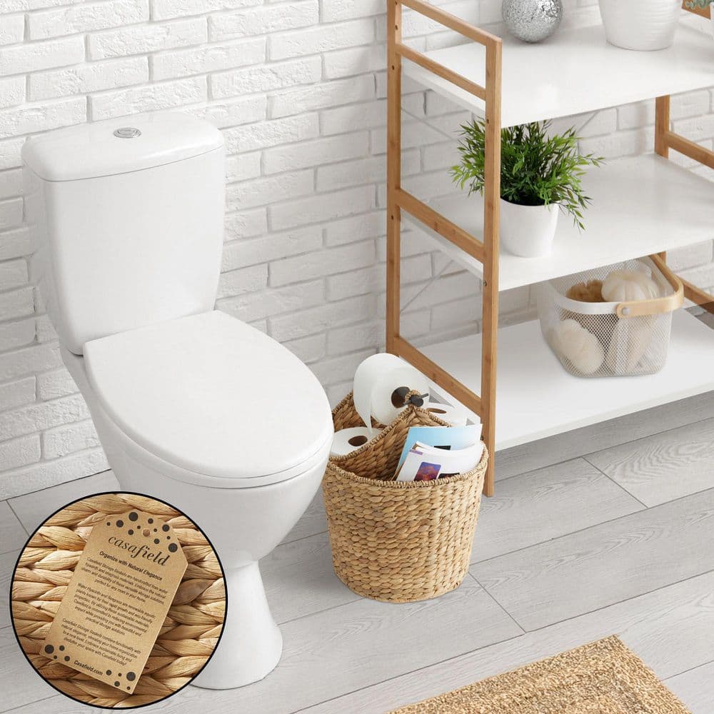 Natural Woven Water Hyacinth Wicker Bathroom Storage Basket