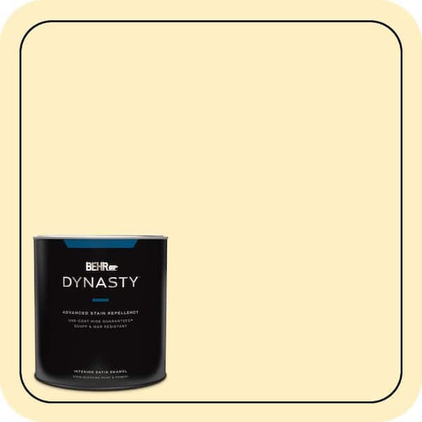 BEHR DYNASTY 1 qt. #380A-2 Moonlit Yellow Satin Enamel Interior Stain-Blocking Paint and Primer