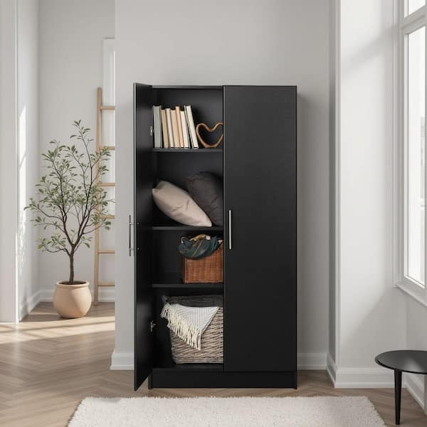 Prepac Wood Freestanding Garage Cabinet in Black (32 in. W x 65 in