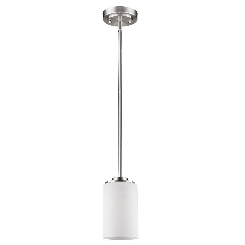 Addison Satin Nickel Mini Pendant with Opal Glass Shade