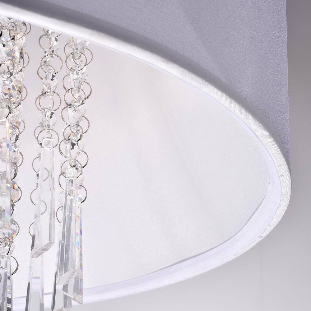 Chrome 4-Light Drum Chandelier with Crystal Accents