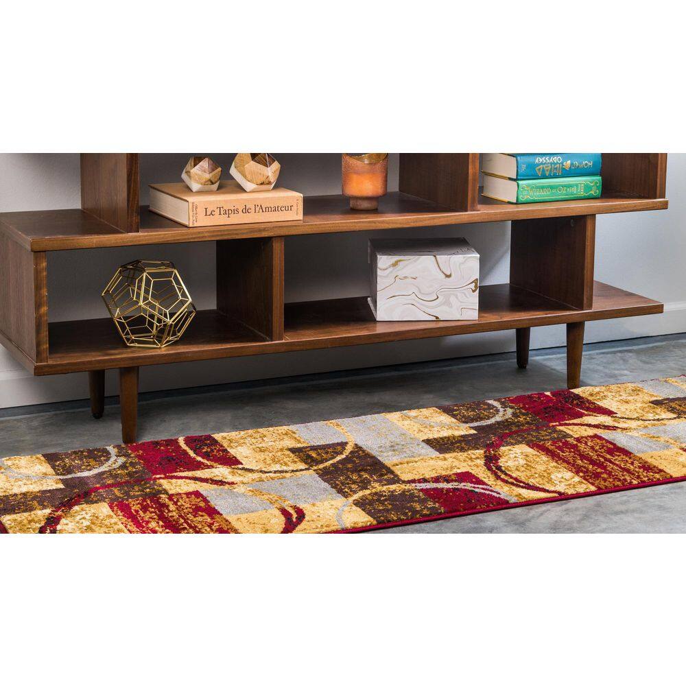Braided Abstract Synthetic 2'2" x 6'1" Indoor Runner Rug in Multicolor